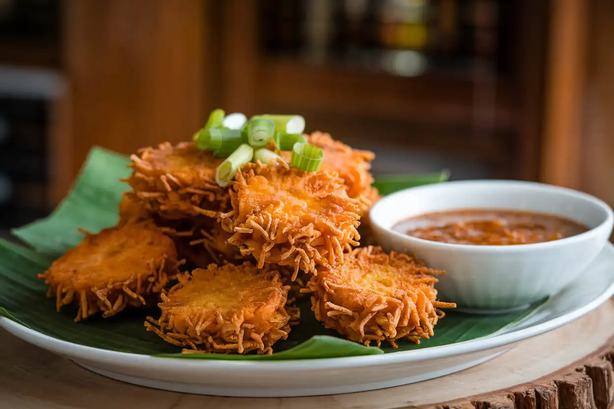 sweet potato ukoy with palabok recipe
